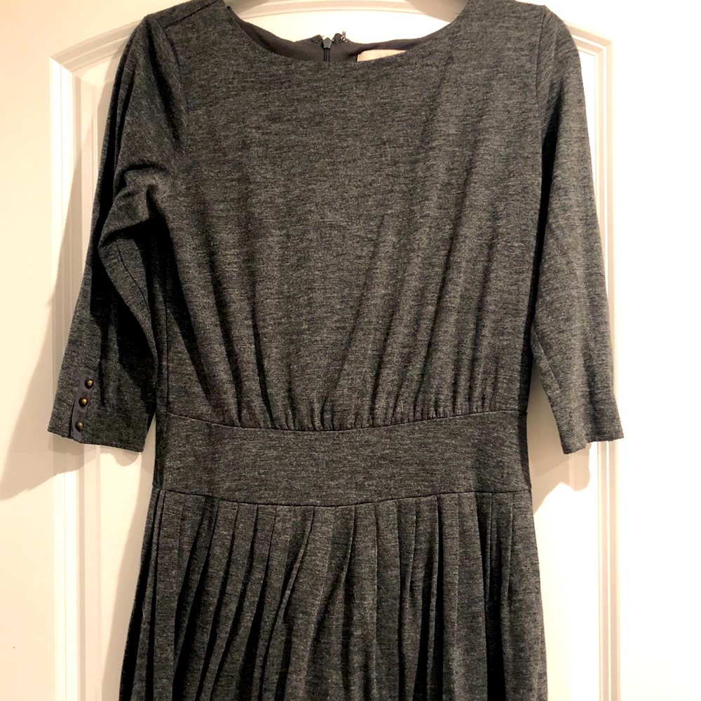 Loft Grey Dress with Pleated Skirt